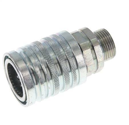 Steel DN 12.5 Hydraulic Coupling Socket 15 mm L Compression Ring ISO 7241-1 A/8434-1 D 20.5mm