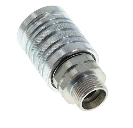 Steel DN 12.5 Hydraulic Coupling Socket 15 mm L Compression Ring ISO 7241-1 A/8434-1 D 20.5mm