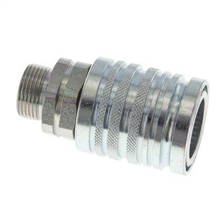 Steel DN 12.5 Hydraulic Coupling Socket 15 mm L Compression Ring ISO 7241-1 A/8434-1 D 20.5mm