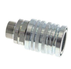 Steel DN 12.5 Hydraulic Coupling Socket 15 mm L Compression Ring ISO 7241-1 A/8434-1 D 20.5mm