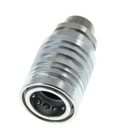 Steel DN 12.5 Hydraulic Coupling Socket 15 mm L Compression Ring ISO 7241-1 A/8434-1 D 20.5mm