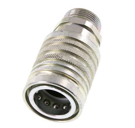 Steel DN 12.5 Hydraulic Coupling Socket 18 mm L Compression Ring ISO 7241-1 A/8434-1 D 20.5mm