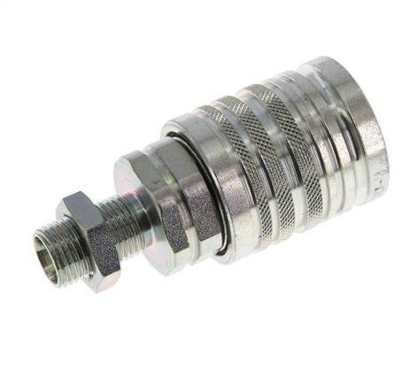 Steel DN 12.5 Hydraulic Coupling Socket 10 mm L Compression Ring Bulkhead ISO 7241-1 A/8434-1 D 20.5mm
