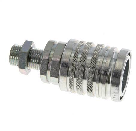 Steel DN 12.5 Hydraulic Coupling Socket 10 mm L Compression Ring Bulkhead ISO 7241-1 A/8434-1 D 20.5mm