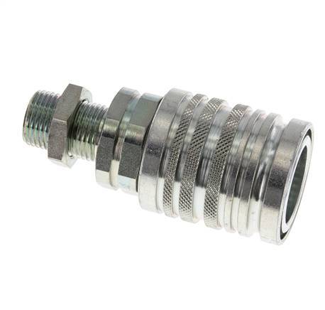 Steel DN 12.5 Hydraulic Coupling Socket 12 mm L Compression Ring Bulkhead ISO 7241-1 A/8434-1 D 20.5mm