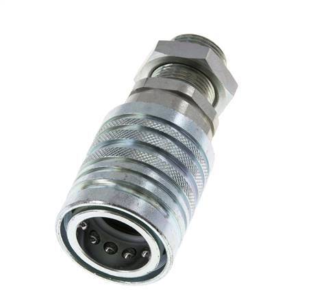 Steel DN 12.5 Hydraulic Coupling Socket 15 mm L Compression Ring Bulkhead ISO 7241-1 A/8434-1 D 20.5mm