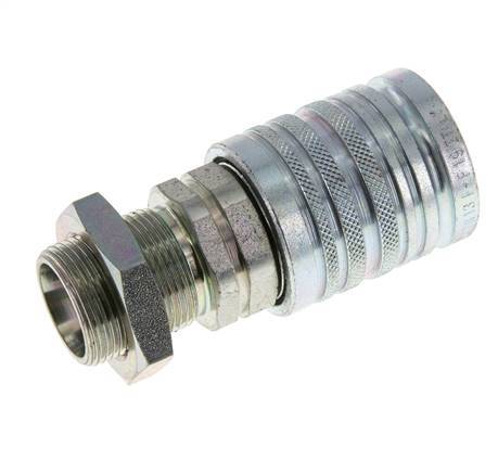 Steel DN 12.5 Hydraulic Coupling Socket 18 mm L Compression Ring Bulkhead ISO 7241-1 A/8434-1 D 20.5mm