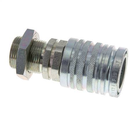 Steel DN 12.5 Hydraulic Coupling Socket 18 mm L Compression Ring Bulkhead ISO 7241-1 A/8434-1 D 20.5mm