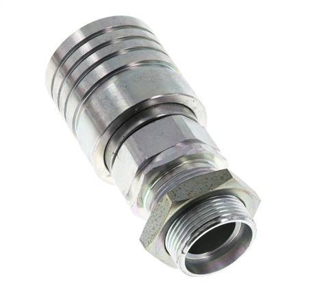 Steel DN 25 Hydraulic Coupling Socket 28 mm L Compression Ring Bulkhead ISO 7241-1 A/8434-1 D 34.3mm