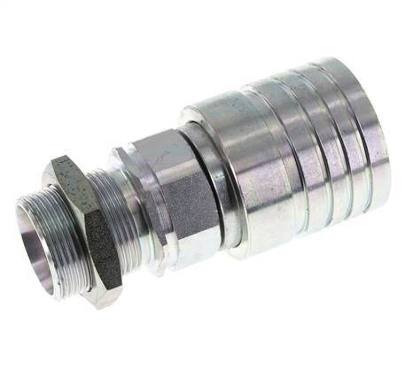 Steel DN 25 Hydraulic Coupling Socket 28 mm L Compression Ring Bulkhead ISO 7241-1 A/8434-1 D 34.3mm
