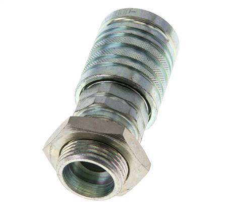 Steel DN 12.5 Hydraulic Coupling Socket 20 mm S Compression Ring Bulkhead ISO 7241-1 A/8434-1 D 20.5mm