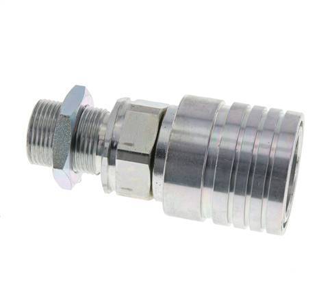Steel DN 25 Hydraulic Coupling Socket 20 mm S Compression Ring Bulkhead ISO 7241-1 A/8434-1 D 34.3mm