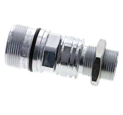 Steel DN 20 Hydraulic Coupling Socket 22 mm L Compression Ring Bulkhead ISO 14541/8434-1 D M42 x 2