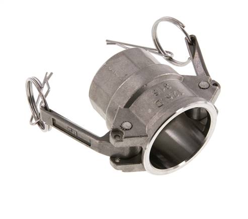 Acoplamiento de acero inoxidable Camlock DN 32 (1 1/4'') Rp 1 1/4'' Rosca Hembra Tipo D MIL-C-27487