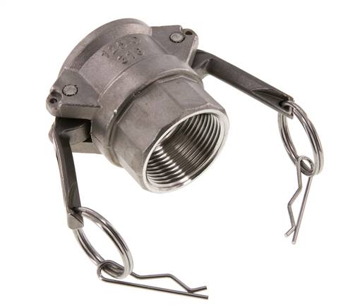 Acoplamiento de acero inoxidable Camlock DN 32 (1 1/4'') Rp 1 1/4'' Rosca Hembra Tipo D MIL-C-27487