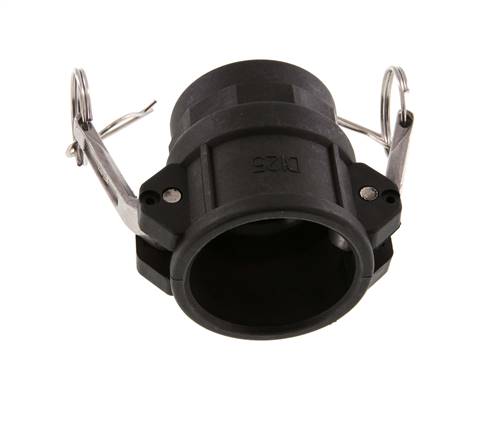 Acoplamiento de polipropileno Camlock DN 40 (1 1/2'') Rp 1 1/4'' Rosca hembra Tipo D MIL-C-27487