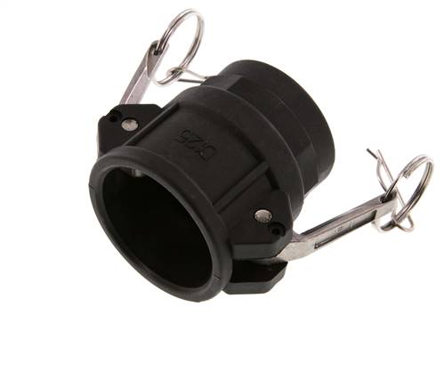 Acoplamiento de polipropileno Camlock DN 40 (1 1/2'') Rp 1 1/4'' Rosca hembra Tipo D MIL-C-27487