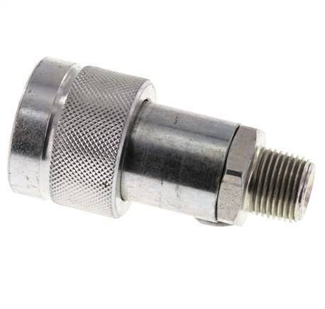 Steel DN 10 Hydraulic Coupling Socket 3/8 inch Male NPT Threads ISO 14540 D 19 mm