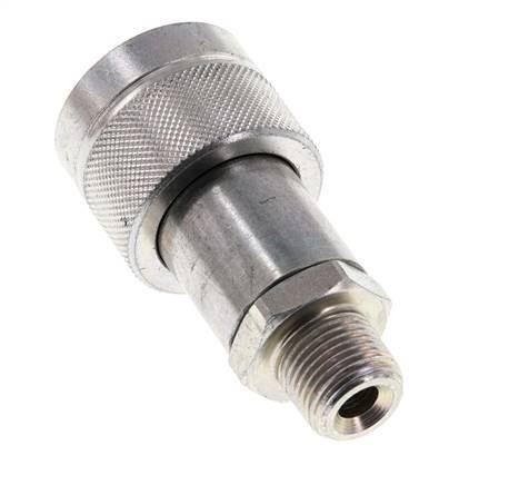 Steel DN 10 Hydraulic Coupling Socket 3/8 inch Male NPT Threads ISO 14540 D 19 mm