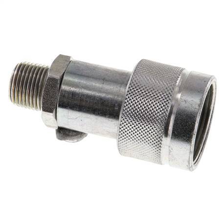 Steel DN 10 Hydraulic Coupling Socket 3/8 inch Male NPT Threads ISO 14540 D 19 mm