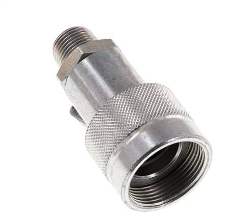 Steel DN 10 Hydraulic Coupling Socket 3/8 inch Male NPT Threads ISO 14540 D 19 mm
