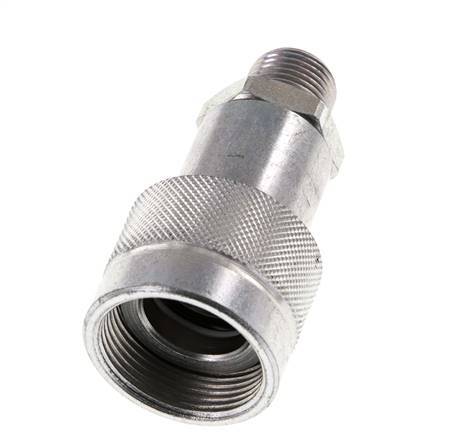 Steel DN 10 Hydraulic Coupling Socket 3/8 inch Male NPT Threads ISO 14540 D 19 mm