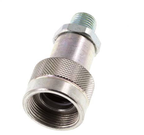 Steel DN 6.3 Hydraulic Coupling Socket 1/4 inch Male NPT Threads ISO 14540 D 15.9 mm