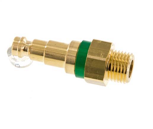 Brass DN 5 Green Air Coupling Plug G 1/4 inch Male Double Shut-Off