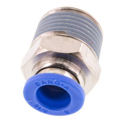 8mm x R3/8'' Push-in Fitting with Male Threads Brass/PA 66 NBR [5 Pieces]