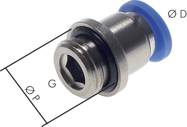 3mm x M 3 Push-in Fitting with Male Threads Brass/PA 66 NBR Inner Hexagon [2 Pieces]