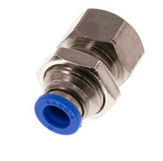 6mm x G1/8'' Push-in Fitting with Female Threads Brass/PA 66 NBR Bulkhead [2 Pieces]