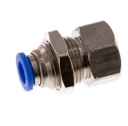 6mm x G1/8'' Push-in Fitting with Female Threads Brass/PA 66 NBR Bulkhead [2 Pieces]