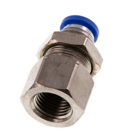 8mm x G1/4'' Push-in Fitting with Female Threads Brass/PA 66 NBR Bulkhead [2 Pieces]