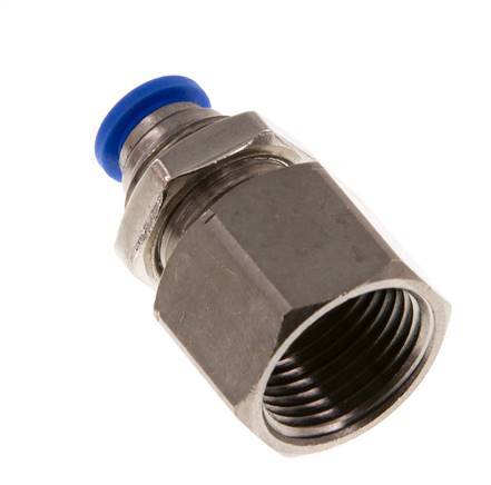 6mm x G3/8'' Push-in Fitting with Female Threads Brass/PA 66 NBR Bulkhead [2 Pieces]