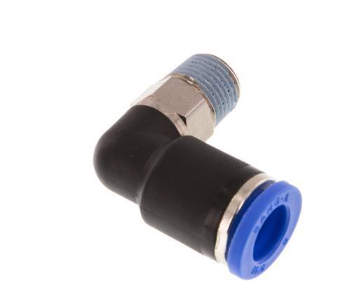8mm x R1/8'' 90deg Elbow Push-in Fitting with Male Threads Brass/PA 66 NBR Short Sleeve Rotatable [2 Pieces]