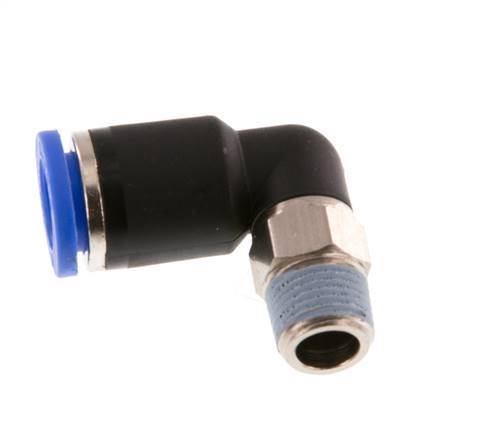 8mm x R1/8'' 90deg Elbow Push-in Fitting with Male Threads Brass/PA 66 NBR Short Sleeve Rotatable [2 Pieces]