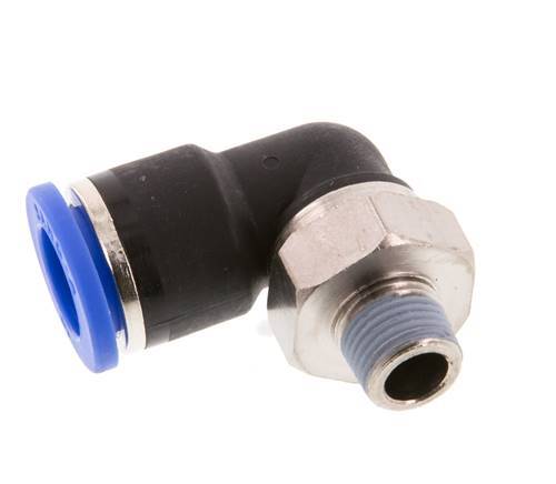 10mm x R1/8'' 90deg Elbow Push-in Fitting with Male Threads Brass/PA 66 NBR Short Sleeve Rotatable [2 Pieces]