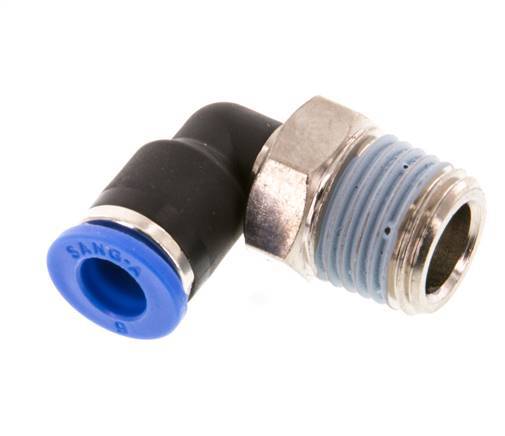6mm x R1/4'' 90deg Elbow Push-in Fitting with Male Threads Brass/PA 66 NBR Short Sleeve Rotatable [2 Pieces]