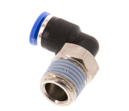 6mm x R1/4'' 90deg Elbow Push-in Fitting with Male Threads Brass/PA 66 NBR Short Sleeve Rotatable [2 Pieces]