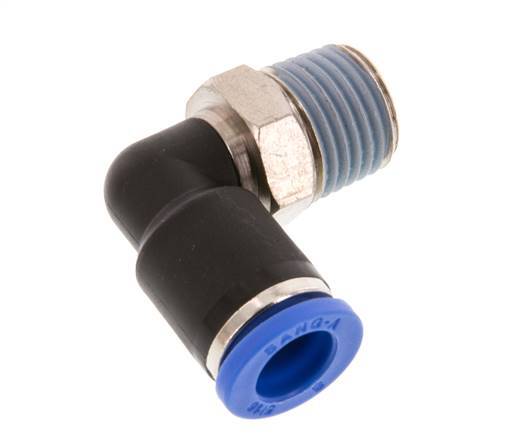 8mm x R1/4'' 90deg Elbow Push-in Fitting with Male Threads Brass/PA 66 NBR Short Sleeve Rotatable [2 Pieces]