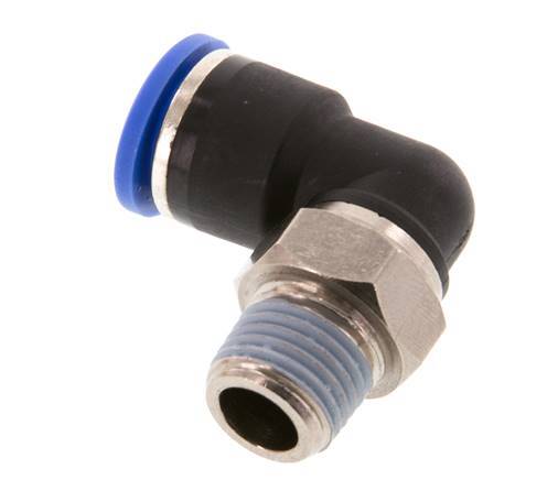 10mm x R1/4'' 90deg Elbow Push-in Fitting with Male Threads Brass/PA 66 NBR Short Sleeve Rotatable [2 Pieces]