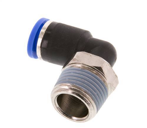 8mm x R3/8'' 90deg Elbow Push-in Fitting with Male Threads Brass/PA 66 NBR Short Sleeve Rotatable [2 Pieces]