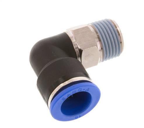 16mm x R1/2'' 90deg Elbow Push-in Fitting with Male Threads Brass/PA 66 NBR Short Sleeve Rotatable