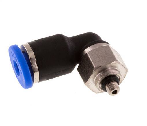 3mm x M 3 90deg Elbow Push-in Fitting with Male Threads Brass/PA 66 NBR Short Sleeve Rotatable [2 Pieces]