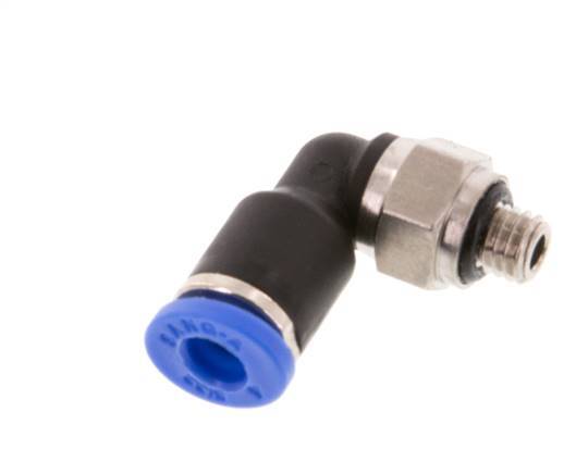 4mm x M 5 90deg Elbow Push-in Fitting with Male Threads Brass/PA 66 NBR Short Sleeve Rotatable [2 Pieces]