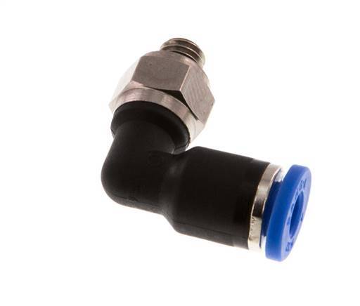4mm x M 5 90deg Elbow Push-in Fitting with Male Threads Brass/PA 66 NBR Rotatable [2 Pieces]