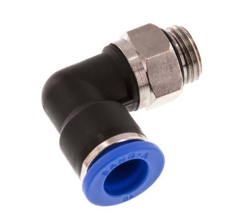 10mm x G1/4'' 90deg Elbow Push-in Fitting with Male Threads Brass/PA 66 NBR Rotatable [2 Pieces]