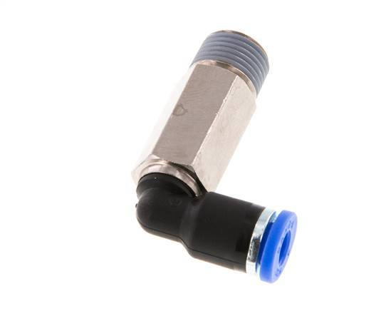 4mm x R1/8'' 90deg Elbow Push-in Fitting with Male Threads Brass/PA 66 NBR Long Sleeve Rotatable [2 Pieces]
