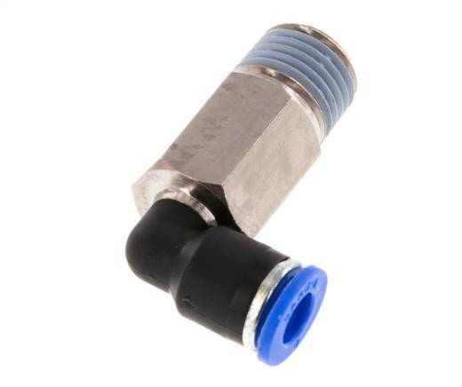 6mm x R1/4'' 90deg Elbow Push-in Fitting with Male Threads Brass/PA 66 NBR Long Sleeve Rotatable [2 Pieces]