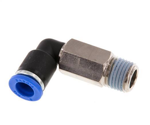 8mm x R1/4'' 90deg Elbow Push-in Fitting with Male Threads Brass/PA 66 NBR Long Sleeve Rotatable [2 Pieces]